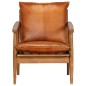 vidaXL Set Divani 3 pz in vera Pelle e Legno Massello Acacia Marrone vidaXL Set Divani 3 pz in vera Pelle e Legno Massello Acacia Marrone