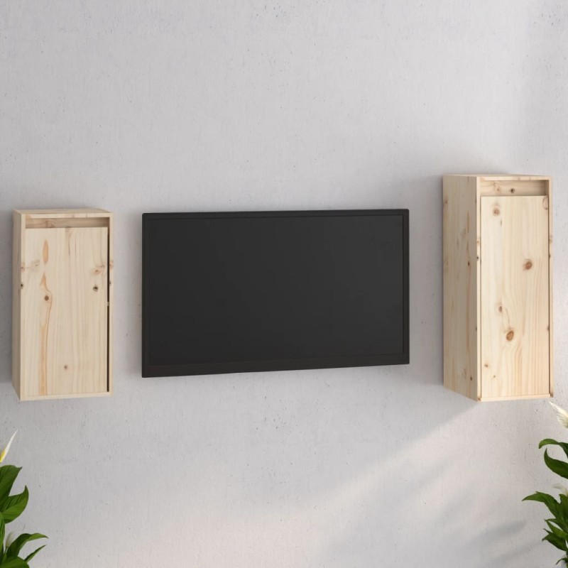 vidaXL Mobili Porta TV 2 pz in Legno Massello di Pino vidaXL Mobili Porta TV 2 pz in Legno Massello di Pino