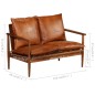 vidaXL Set Divani 2 pz in Vera Pelle e Legno Massello d'Acacia Marrone