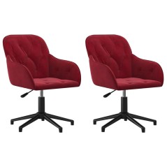 vidaXL Sedie da Pranzo Girevoli 2 pz Rosso Vino in Velluto