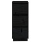 Credenze Nere 2 pz 32x34x75 cm in Legno Massello di Pino Credenze Nere 2 pz 32x34x75 cm in Legno Massello di Pino