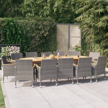 vidaXL Set da Pranzo per Giardino 13 pz con Cuscini Grigio