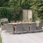 vidaXL Set da Pranzo per Giardino 13 pz con Cuscini Grigio vidaXL Set da Pranzo per Giardino 13 pz con Cuscini Grigio