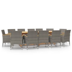 vidaXL Set da Pranzo per Giardino 13 pz con Cuscini Grigio