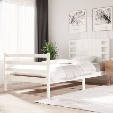 vidaXL Giroletto senza Materasso Bianco 100x200 cm Legno Massello Pino