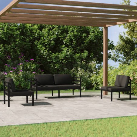vidaXL Set Divani da Giardino 4 pz con Cuscini in Alluminio Antracite