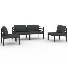 vidaXL Set Divani da Giardino 4 pz con Cuscini in Alluminio Antracite
