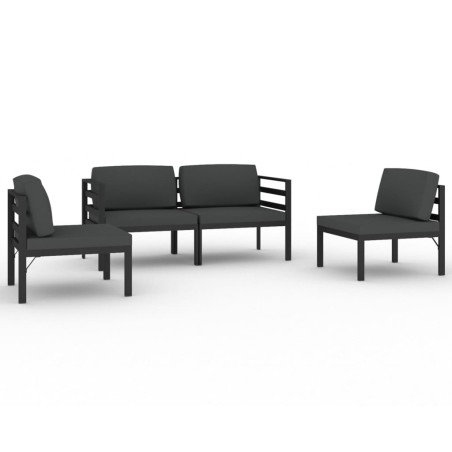 vidaXL Set Divani da Giardino 4 pz con Cuscini in Alluminio Antracite