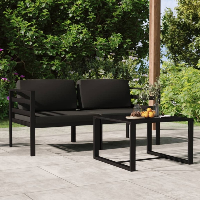 vidaXL Set Divani da Giardino 3 pz con Cuscini in Alluminio Antracite vidaXL Set Divani da Giardino 3 pz con Cuscini in Alluminio Antracite