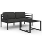vidaXL Set Divani da Giardino 3 pz con Cuscini in Alluminio Antracite vidaXL Set Divani da Giardino 3 pz con Cuscini in Alluminio Antracite