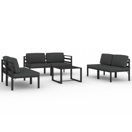 vidaXL Set Divani da Giardino 7 pz con Cuscini in Alluminio Antracite