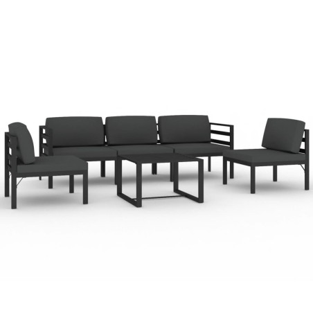 vidaXL Set Divani da Giardino 6 pz con Cuscini in Alluminio Antracite