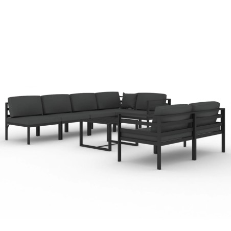 vidaXL Set Divani da Giardino 8 pz con Cuscini in Alluminio Antracite