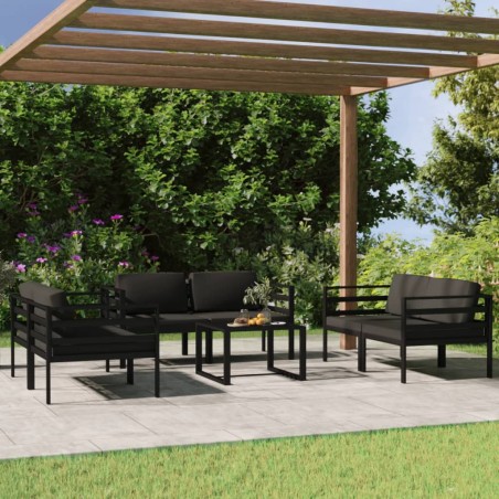 vidaXL Set Divani da Giardino 7 pz con Cuscini in Alluminio Antracite
