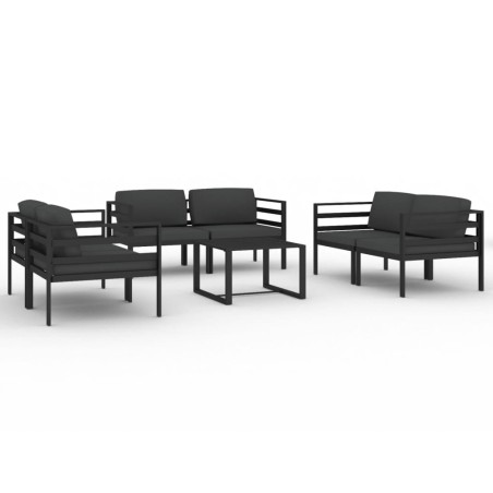 vidaXL Set Divani da Giardino 7 pz con Cuscini in Alluminio Antracite