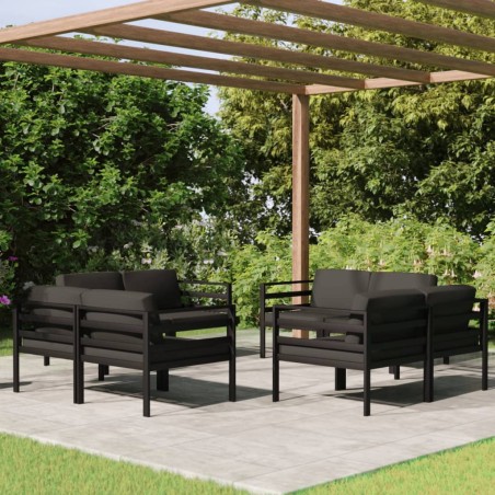 vidaXL Set Divani da Giardino 8 pz con Cuscini in Alluminio Antracite