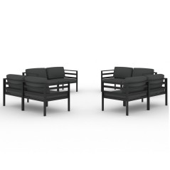 vidaXL Set Divani da Giardino 8 pz con Cuscini in Alluminio Antracite