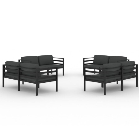 vidaXL Set Divani da Giardino 8 pz con Cuscini in Alluminio Antracite