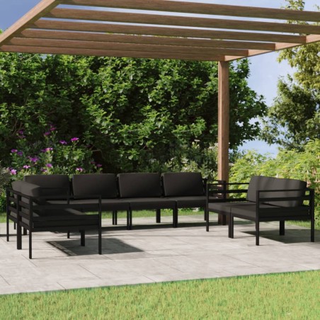 vidaXL Set Divani da Giardino 8 pz con Cuscini in Alluminio Antracite