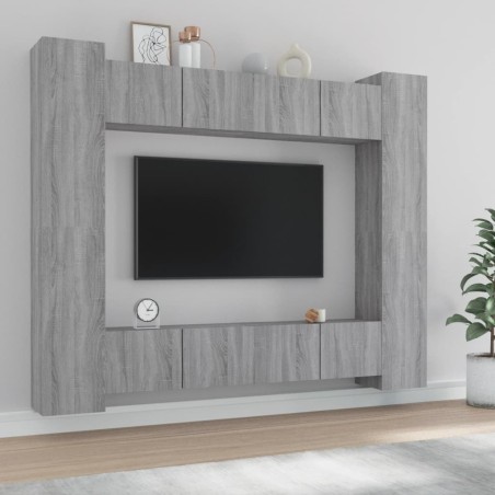 vidaXL Set Mobili Porta TV 8pz Grigio Sonoma in Legno Multistrato