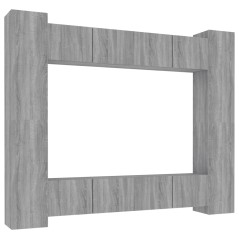 vidaXL Set Mobili Porta TV 8pz Grigio Sonoma in Legno Multistrato