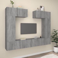vidaXL Set di Mobili Porta TV 6 pz Grigio Sonoma in Legno Multistrato