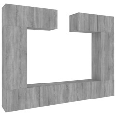vidaXL Set di Mobili Porta TV 6 pz Grigio Sonoma in Legno Multistrato