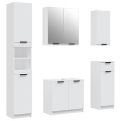 vidaXL Set di Mobili da Bagno 5 pz Bianco in Legno Multistrato