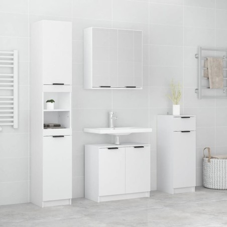vidaXL Set di Mobili da Bagno 4 pz Bianco in Legno Multistrato
