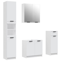 vidaXL Set di Mobili da Bagno 4 pz Bianco in Legno Multistrato