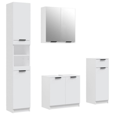 vidaXL Set di Mobili da Bagno 4 pz Bianco in Legno Multistrato