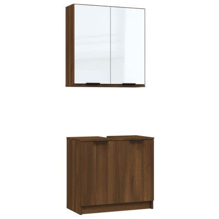 vidaXL Set Mobili da Bagno 2 pz Rovere Marrone in Legno Multistrato