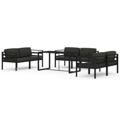 vidaXL Set Divani da Giardino 7 pz con Cuscini in Alluminio Antracite