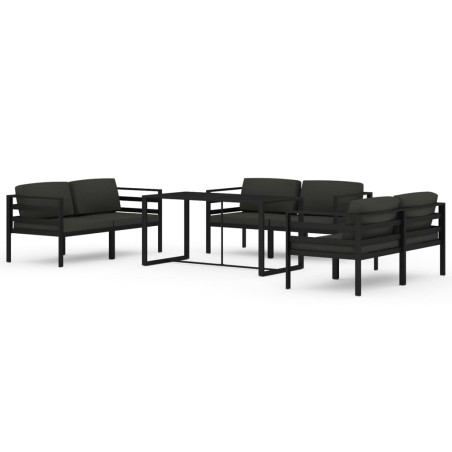 vidaXL Set Divani da Giardino 7 pz con Cuscini in Alluminio Antracite