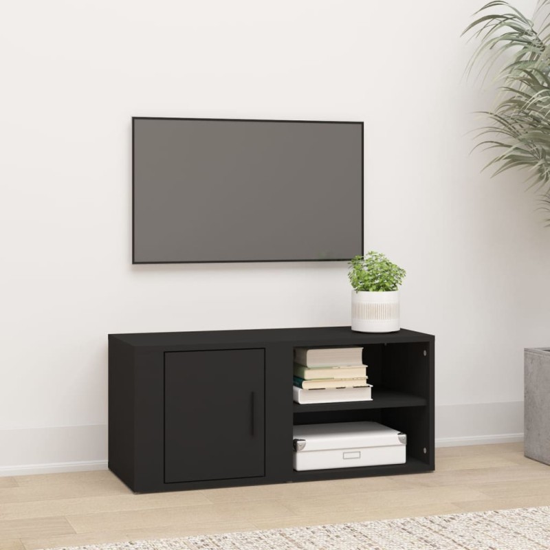Mobile Porta TV Nero 80x31,5x36 cm in Legno Multistrato Mobile Porta TV Nero 80x31,5x36 cm in Legno Multistrato