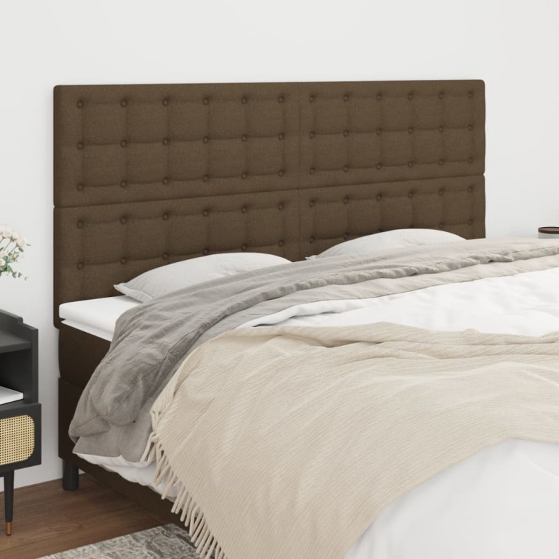 vidaXL Testiera 4 pz Marrone Scuro 90x5x78/88 cm in Tessuto vidaXL Testiera 4 pz Marrone Scuro 90x5x78/88 cm in Tessuto