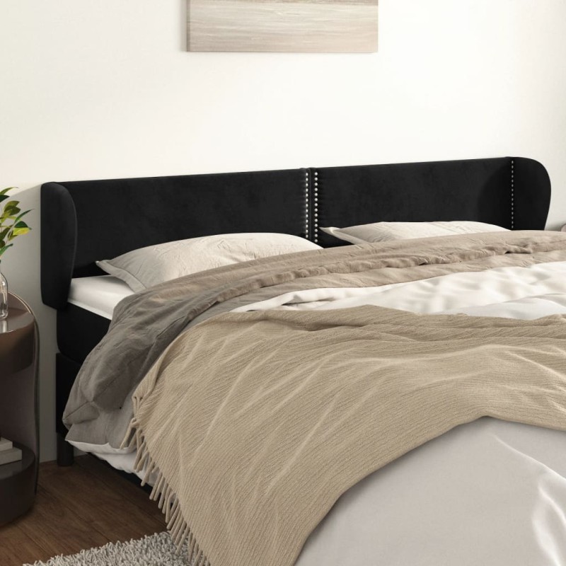 vidaXL Testiera ad Orecchio Nera 163x23x78/88 cm in Velluto vidaXL Testiera ad Orecchio Nera 163x23x78/88 cm in Velluto