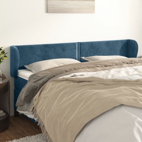 vidaXL Testiera ad Orecchio Blu Scuro 163x23x78/88 cm in Velluto