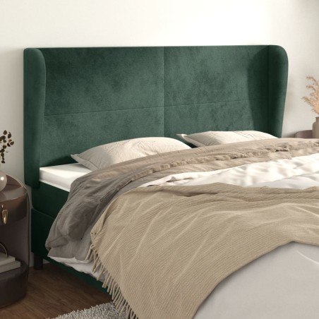 vidaXL Testiera ad Orecchio Verde Scuro 203x23x118/128cm in Velluto