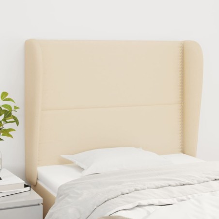 vidaXL Testiera ad Orecchio Crema 93x23x118/128 cm in Tessuto