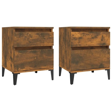 Comodini 2pz Rovere Fumo 40x35x50 cm