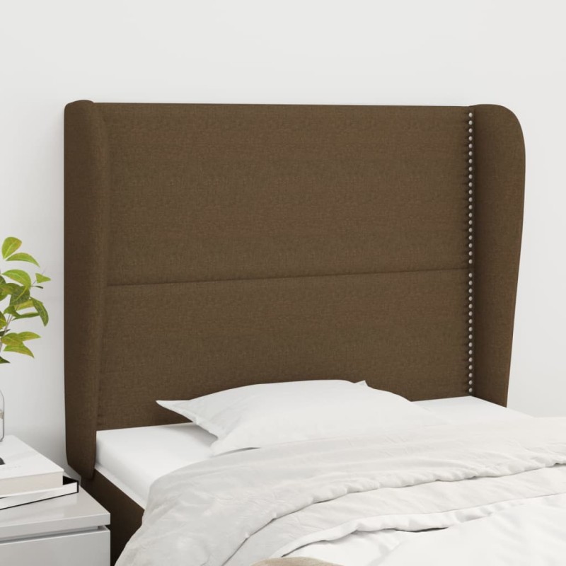 vidaXL Testiera ad Orecchio Marrone Scuro 83x23x118/128 cm in Tessuto vidaXL Testiera ad Orecchio Marrone Scuro 83x23x118/128 cm in Tessuto