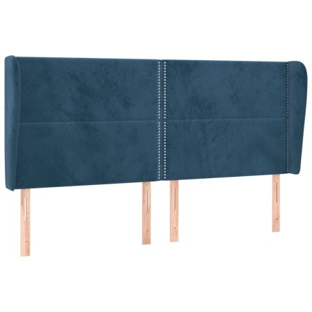 vidaXL Testiera ad Orecchio Blu Scuro 163x23x118/128 cm in Velluto