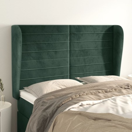 vidaXL Testiera ad Orecchio Verde Scuro 147x23x118/128cm in Velluto