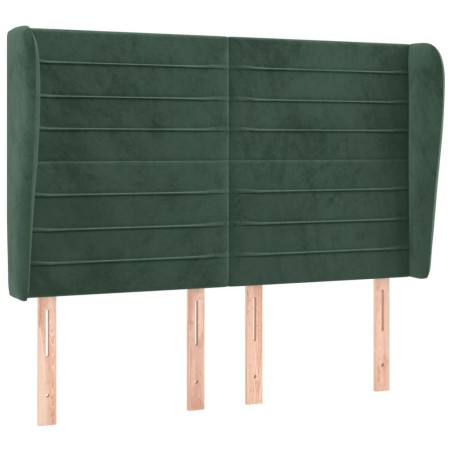 vidaXL Testiera ad Orecchio Verde Scuro 147x23x118/128cm in Velluto