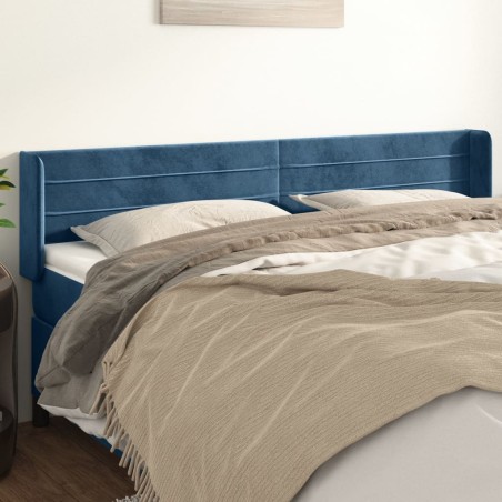 vidaXL Testiera ad Orecchio Blu Scuro 163x16x78/88 cm in Velluto