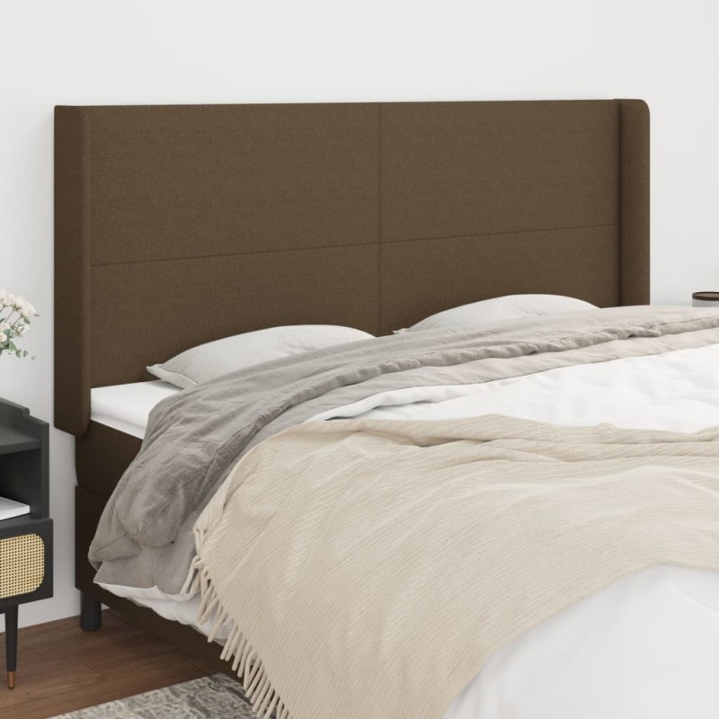 vidaXL Testiera ad Orecchio Marrone Scuro 163x16x118/128 cm in Tessuto vidaXL Testiera ad Orecchio Marrone Scuro 163x16x118/128 cm in Tessuto