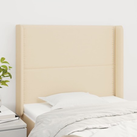 vidaXL Testiera ad Orecchio Crema 83x16x118/128 cm in Tessuto
