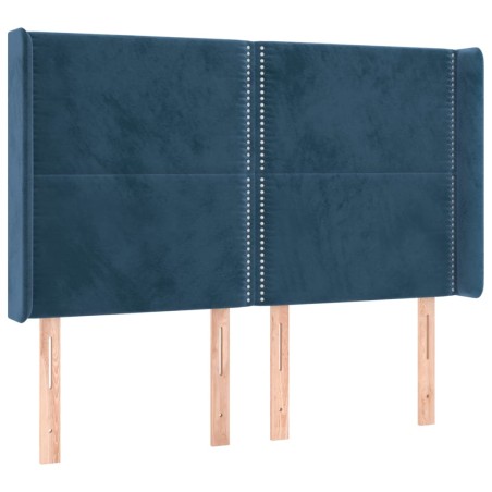 vidaXL Testiera ad Orecchio Blu Scuro 147x16x118/128 cm in Velluto
