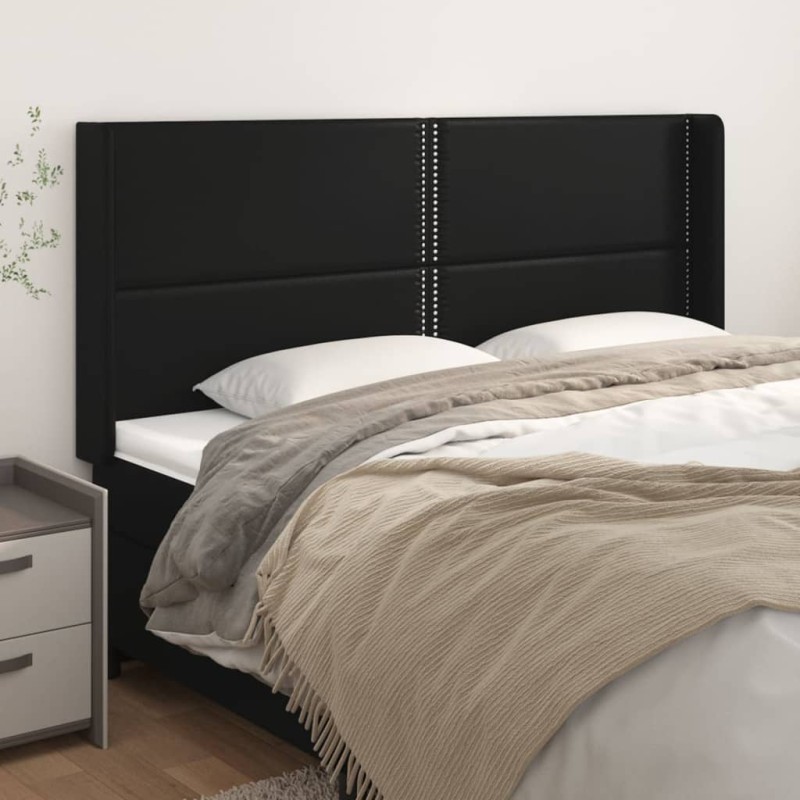 vidaXL Testiera ad Orecchio Nera 203x16x118/128 cm in Similpelle vidaXL Testiera ad Orecchio Nera 203x16x118/128 cm in Similpelle